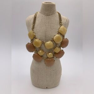 Vintage Apricot & Gold Tone Bib Statement Necklace